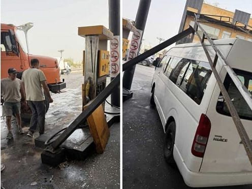 لغزندگی کف جایگاه عرضه سوخت عامل برخورد کامیون با پمپ بنزین